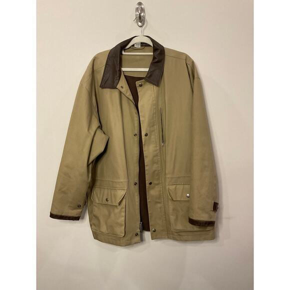 Vintage Chore Jacket Barn Coat with genuine leather trim - Picture 1 of 7